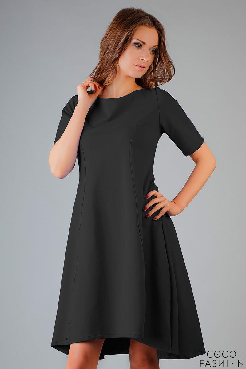 Comprar Black High Fad Dress with Dipped Hem al mejor precio