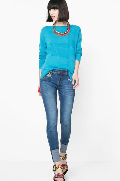 Comprar Desigual - Mujer - Jeans slim con detalles bordados - Aloha Refriposas - Size 28 al mejor precio