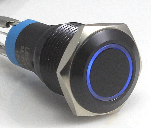 Comprar Lamptron Momentary Black Housing Ring Azul 16mm - Pulsador al mejor precio