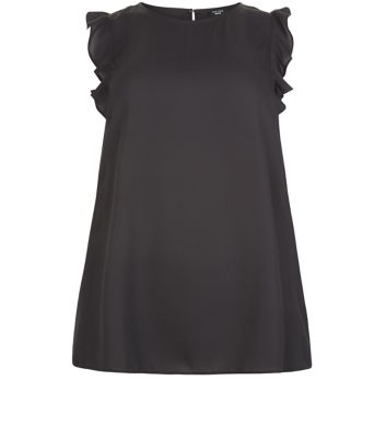 Comprar Curves Black Ruffle Sleeve Shell Top al mejor precio
