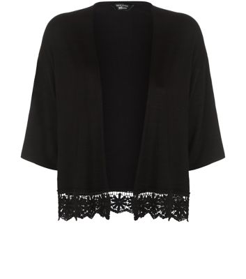 Comprar Teens Black Jersey Crochet Trim Kimono al mejor precio