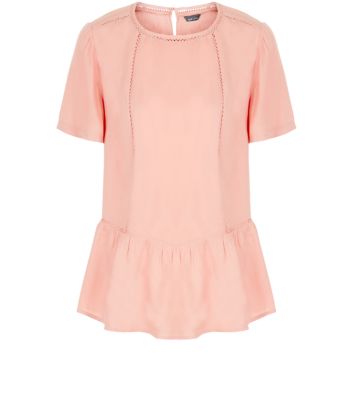Comprar Mid Pink Lace Trim Peplum T-Shirt al mejor precio