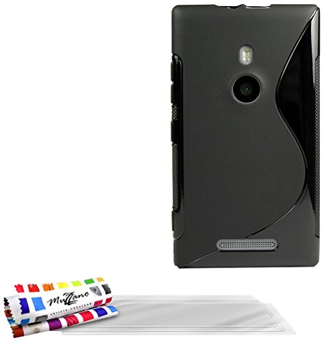 Comprar Muzzano F11149 - Funda para Nokia Lumia 925 + 3 protecciónes de pantalla, color negro al mejor precio