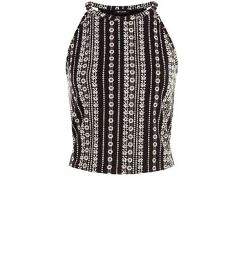 Comprar Black Floral Stripe High Neck Cami al mejor precio