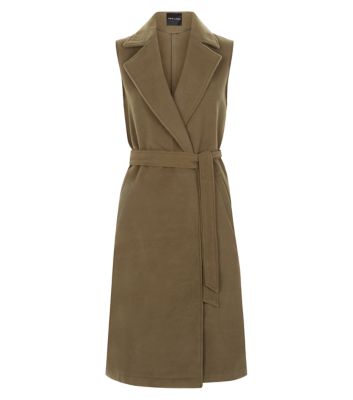 Comprar Khaki Belted Longline Sleeveless Coat al mejor precio