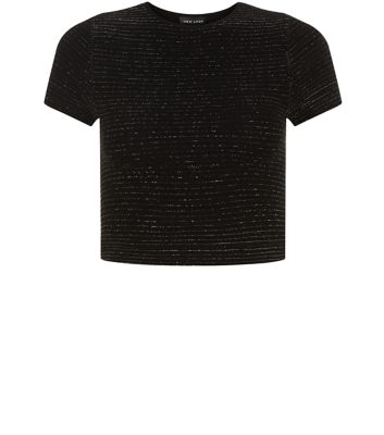 Comprar Black Ribbed Metallic Crop Top al mejor precio