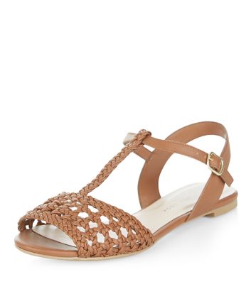 Comprar Teens Tan Leather-Look Plait Sandals al mejor precio