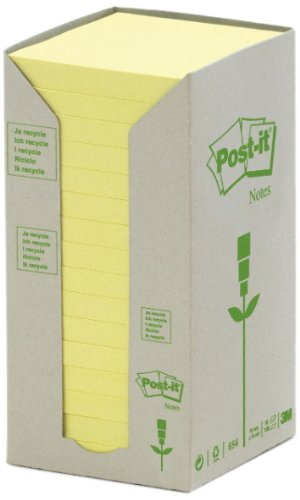 Comprar Post-It 654-1T - Pack de 16 notas recicladas, 76 x 76 mm, color amarillo al mejor precio