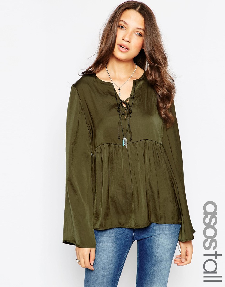 Comprar Blusa con detalle de cordones estilo años 70 de ASOS TALL al mejor precio