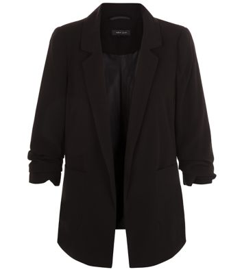 Comprar Black Ruched Sleeve Longline Blazer al mejor precio