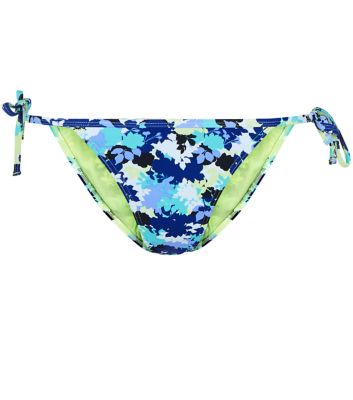 Comprar Blue Floral Print Tie Side Bikini Bottoms al mejor precio