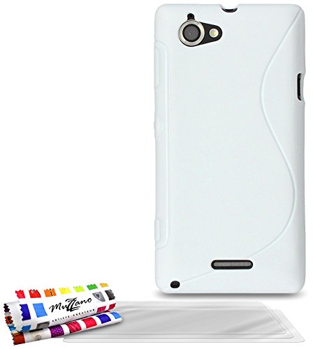 Comprar Muzzano F7375 - Funda para Sony Xperia L + 3 protecciónes de pantalla, color blanco al mejor precio