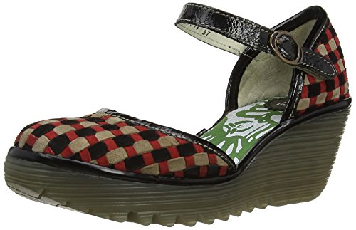 Comprar Fly London Yohe - Zapatos de vestir de cuero para mujer Multicolor (Red/Lt Grey/Black (Black/Black)) 43 al mejor precio