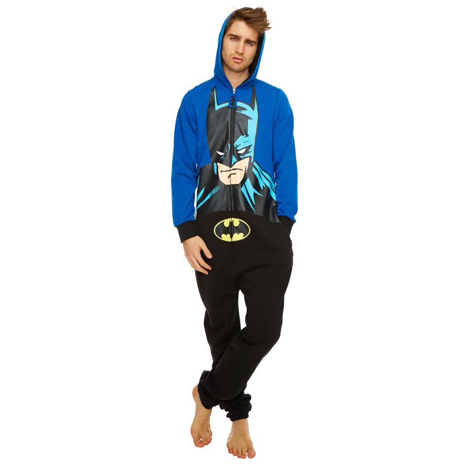 Comprar DC Comics Batman Hooded Face Print Onesie - Blue/Black - One Size al mejor precio