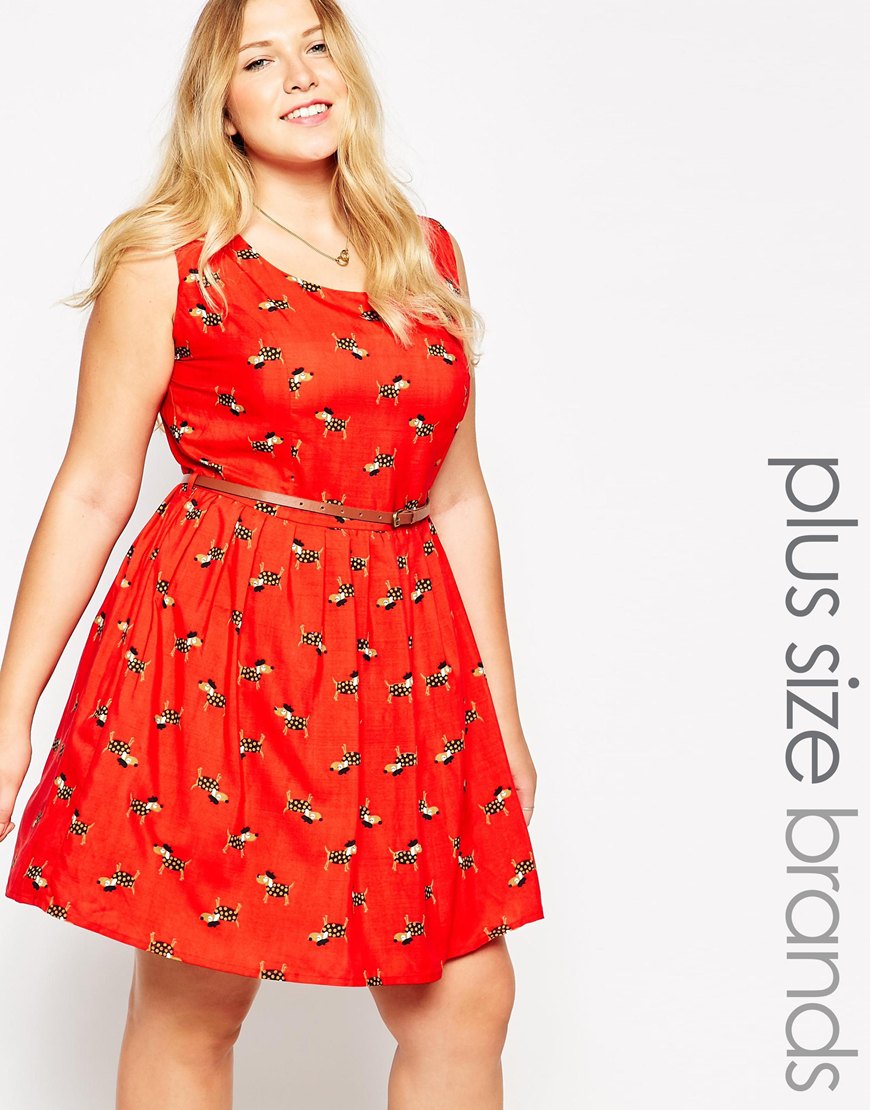 Comprar Vestido skater de talla grande con estampado de perrito caliente de Yumi al mejor precio