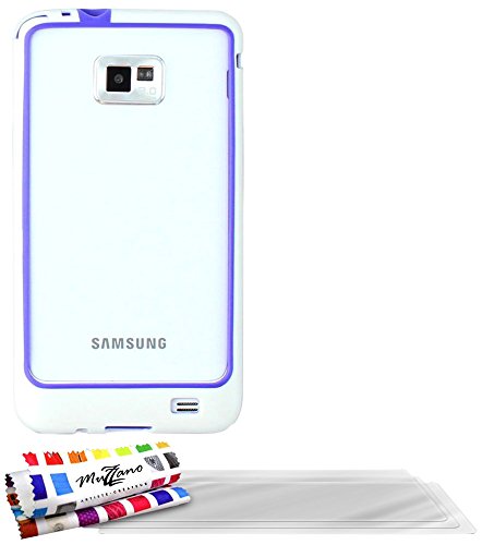 Comprar Muzzano F14559 - Funda para Samsung Galaxy S2, incluye 3 protectores de pantalla, color blanco y violeta al mejor precio