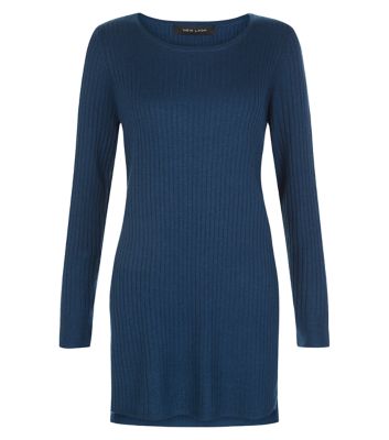 Comprar Navy Ribbed Longline Split Side Top al mejor precio