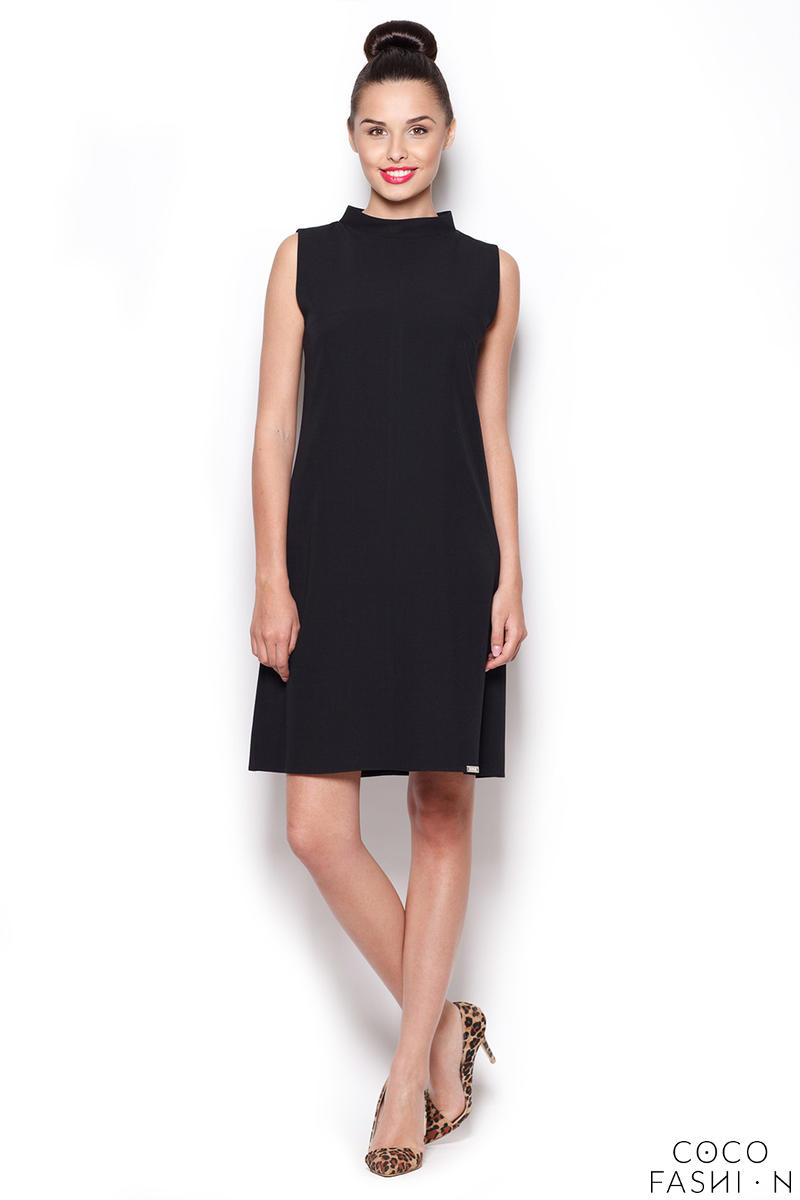 Comprar Black High Neck Sleeveless Shift Dress al mejor precio