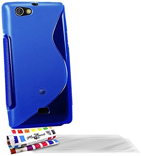 Comprar Muzzano F5819 - Funda para Sony Xperia Miro / ST23 + 3 protecciónes de pantalla, color azul al mejor precio