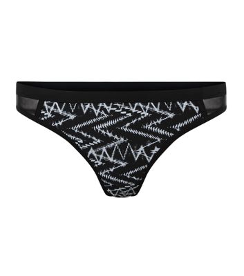 Comprar Black Abstract Print Mesh Panel Bikini Bottoms al mejor precio