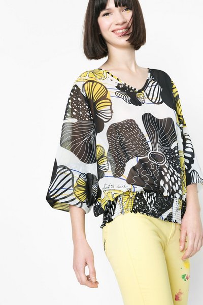 Comprar Desigual - Mujer - Blusa estampada semi-transparente - Luisa - Size L al mejor precio