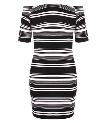 Comprar Monochrome Stripe Bardot Neck Bodycon Mini Dress al mejor precio