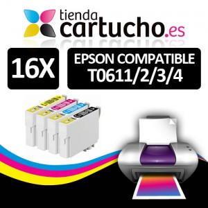 Comprar PACK 16 (ELIJA COLORES) CARTUCHOS COMPATIBLES EPSON T0611/2/3/4PACK 16 (ELIJA COLORES) CARTUCHOS COMPATIBLES EPSON T0611/2/3/4 al mejor precio