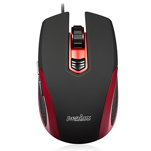 Comprar Perixx PERIMICE-307R - Raton de alto rendimiento, USB, no programable, 5 botones, LED azul, resolucion 800/1600 ppp, 100x61x34 mm, color rojo (obra en casi todas las superficies) al mejor precio