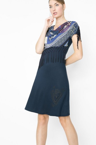 Comprar Desigual - Mujer - Vestido fino azul con flecos - Oli - Size S al mejor precio