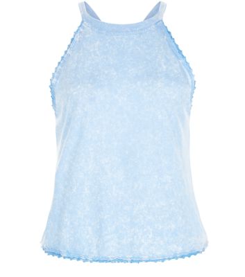 Comprar Blue Lace Trim Halter Neck Top al mejor precio