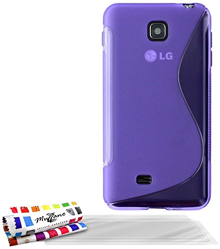 Comprar Muzzano F7307 - Funda para LG Optimus F5 + 3 protecciónes de pantalla, color violeta al mejor precio