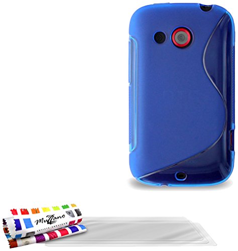 Comprar Muzzano F6387 - Funda para HTC A320 + 3 protecciónes de pantalla, color azul al mejor precio