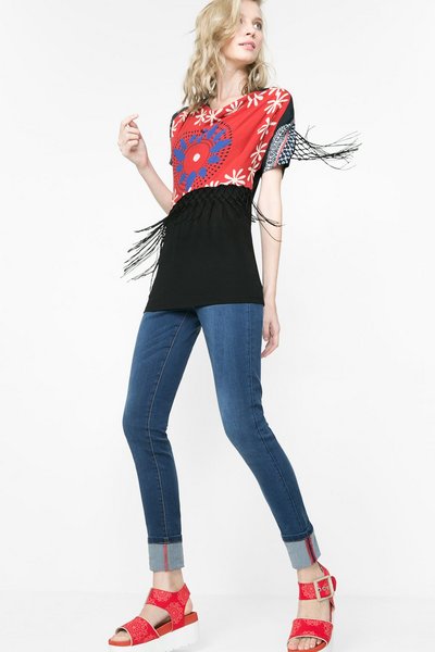 Comprar Desigual - Mujer - Camiseta azul con flecos - Ofelia - Size XL al mejor precio