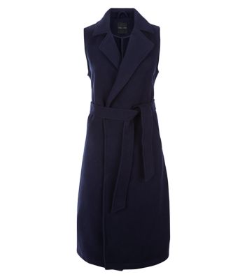 Comprar Navy Belted Longline Sleeveless Coat al mejor precio