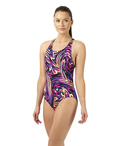 Comprar Speedo Allover Powerback - Bañador de competición para mujer, color morado / negro / amarillo, talla 28 al mejor precio