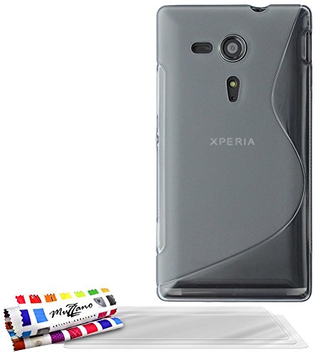 Comprar Muzzano F7349 - Funda para Sony Xperia SP + 3 protecciónes de pantalla, color gris al mejor precio
