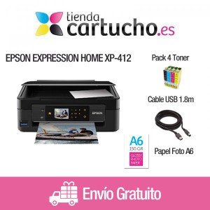 Comprar EPSON EXPRESSION HOME XP-412 + CABLE IMPRESORA 1.8M + PACK 4 18XL + PAPEL FOTO A6 150gr.EPSON EXPRESSION HOME XP-412 + CABLE IMPRESORA 1.8M + PACK 4 18XL + PAPEL FOTO A6 150gr. al mejor precio