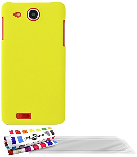 Comprar Muzzano F22038 - Funda para Alcatel One Touch Idol Ultra + 3 protecciones de pantalla, color amarillo al mejor precio