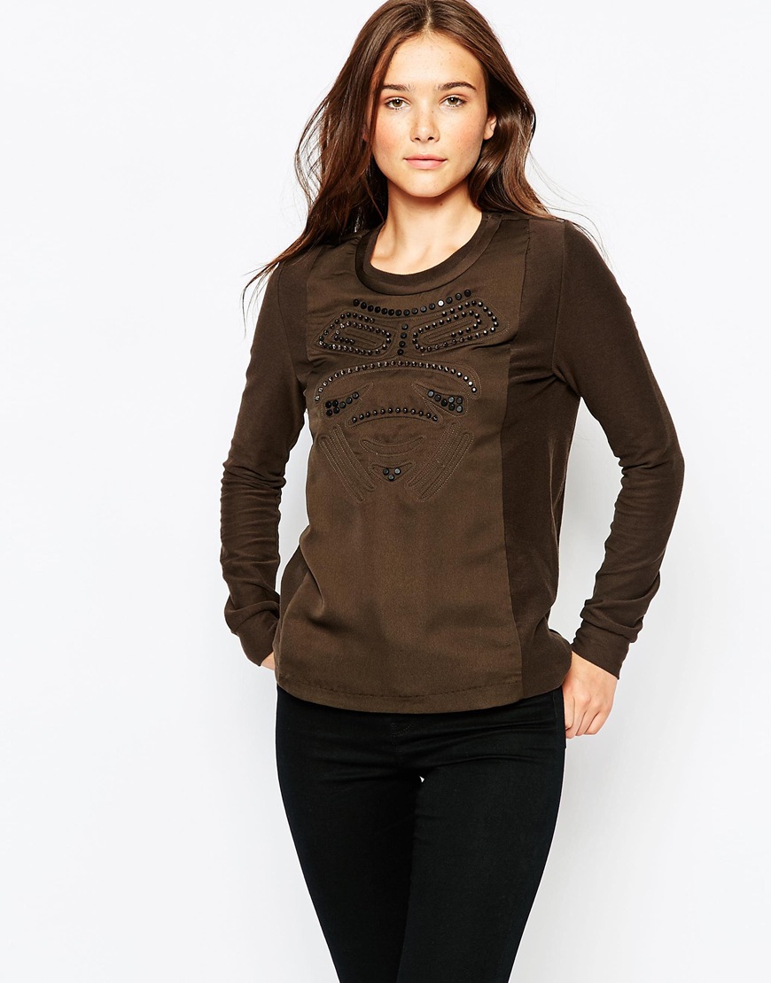 Comprar Top de manga larga con detalle de tapeta delantera de See U Soon al mejor precio