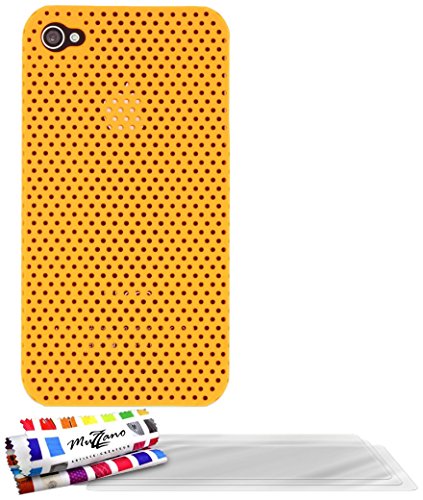 Comprar Muzzano F9A9-3805N8214 - Funda para Apple iPhone 4, con 3 protectores de pantalla, color naranja al mejor precio