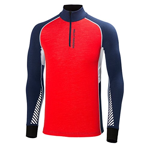 Comprar Helly Hansen HH Warm Flow High Neck 1/2 Zip - Ropa interior para hombre, color rojo / azul, talla L al mejor precio
