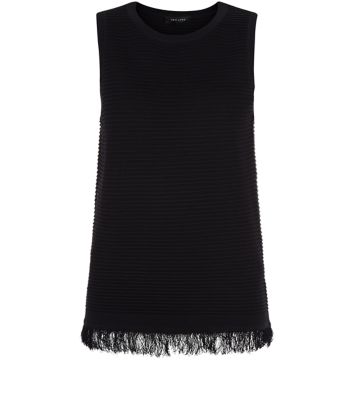 Comprar Black Ottoman Knit Tassel Hem Vest al mejor precio