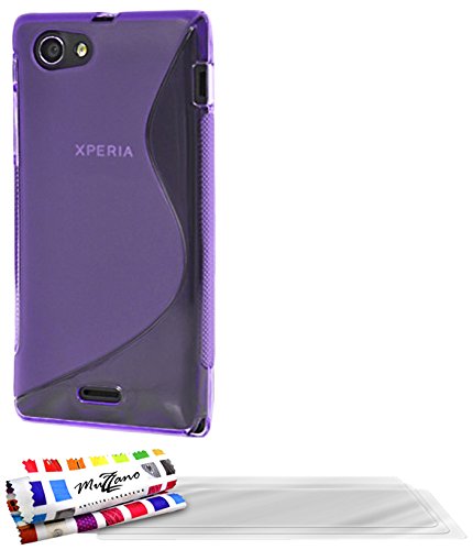 Comprar Muzzano F5857 - Funda para Sony Xperia J + 3 protecciónes de pantalla, color violeta al mejor precio