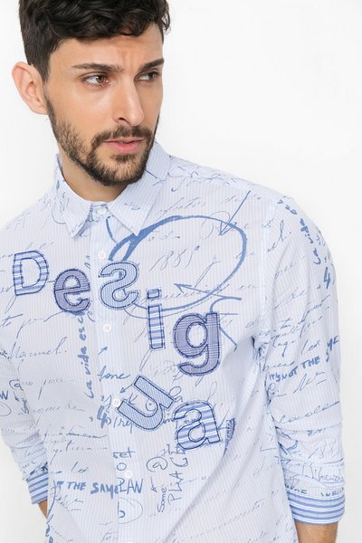 Comprar Desigual - Hombre - Camisa azul claro de algodón - Branding - Size XL al mejor precio