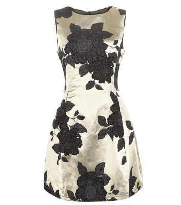 Comprar AX Paris Gold Floral Print Metallic Dress al mejor precio