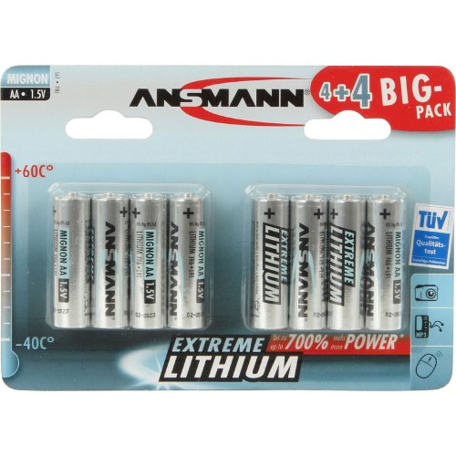 Comprar Ansmann 1512-0012 LR6 - Litio 1,5V 1x8 ampolla Mignon AA batería, 700% more Power al mejor precio