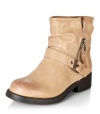 Comprar Light Brown Shearling Lined Buckle Strap Ankle Boots al mejor precio