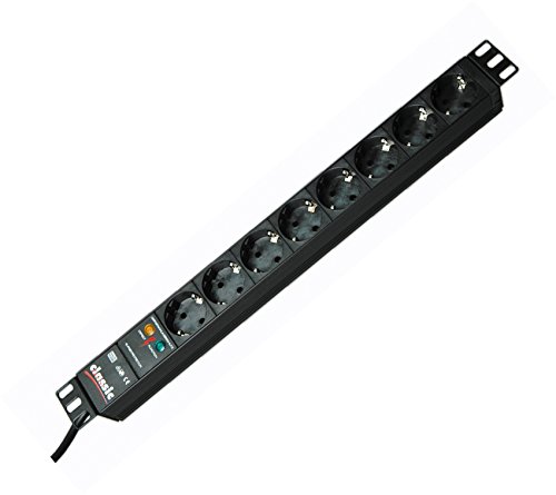 Comprar Bachmann 19'' 2m 8x Schuko H05VV-F 3G 1.50mm² - extensiones (2 m, Negro, Negro, Aluminio) al mejor precio