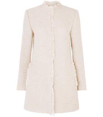 Comprar Shell Pink Fringe Trim Collarless Coat al mejor precio