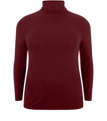 Comprar Plus Size Burgundy Turtle Neck Long Sleeve Top al mejor precio